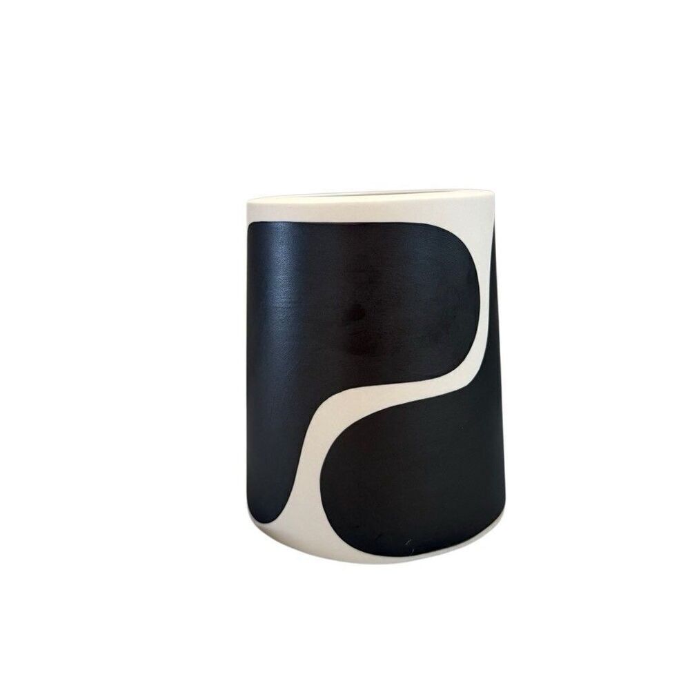 Color Block Pillar Vase By Franca NYC Size Short Black White Abstract